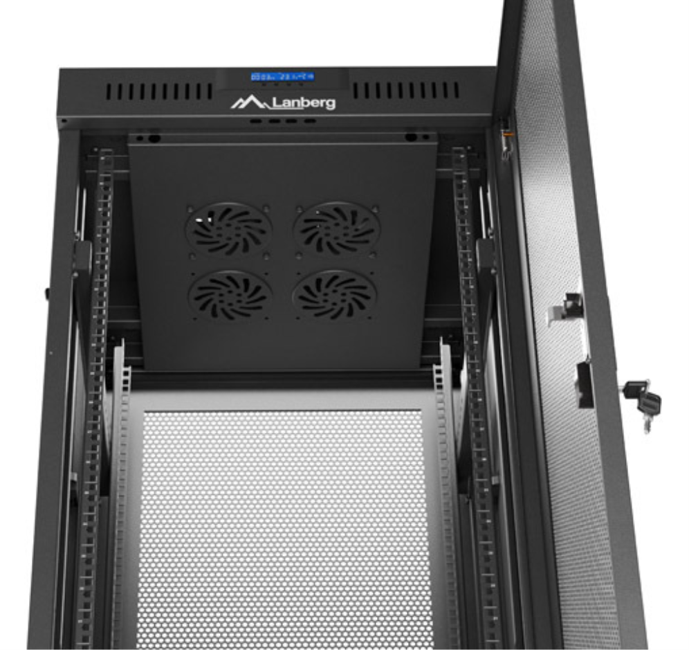 ARMARIO LANBERG RACK 19" 37U 600X600 FLAT PACK PUERTA PERFORADA CON LCD - detalle