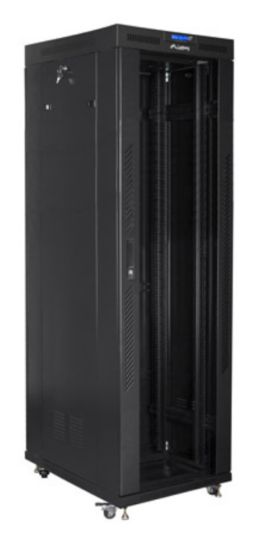 ARMARIO LANBERG RACK 19" 42U 800X800 FLAT PACK NEGRO PUERTA CRISTAL CON LCD - detalle