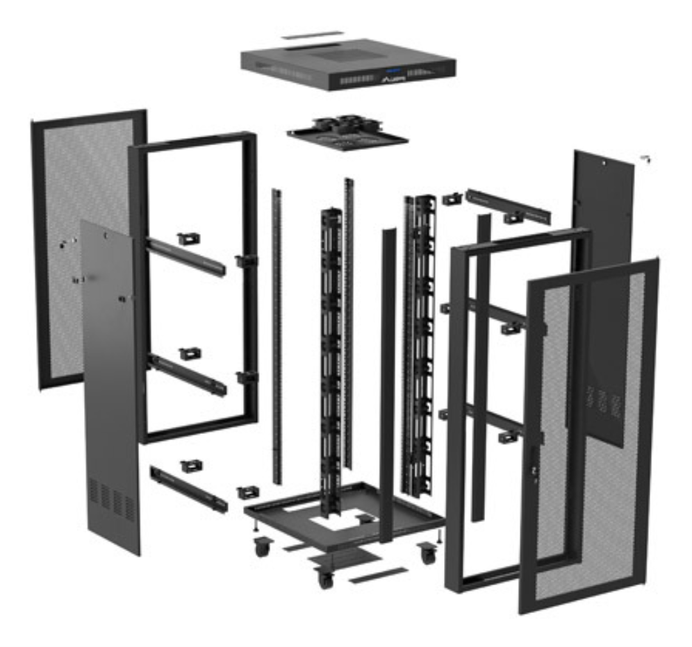 ARMARIO RACK 19" LANBERG 37U 800X800 FLAT PACK PUERTA PERFORADA CON LCD NEGRO - detalle