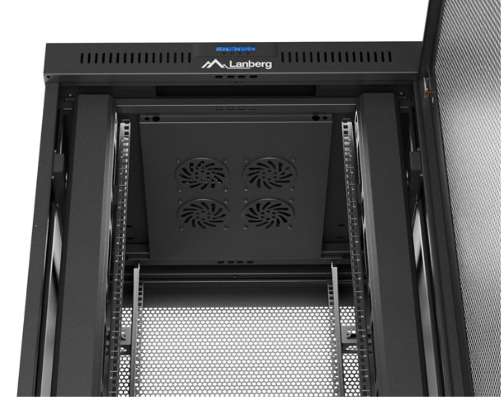 ARMARIO RACK 19" LANBERG 37U 800X800 FLAT PACK PUERTA PERFORADA CON LCD NEGRO - detalle