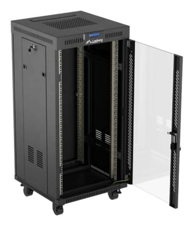ARMARIO RACK LANBERG 19" 24U 600X600 CON LCD PUERTA DE CRISTAL FLAT PACK NEGRO - detalle