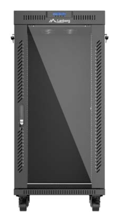 ARMARIO RACK LANBERG 19" 24U 600X600 CON LCD PUERTA DE CRISTAL FLAT PACK NEGRO - detalle