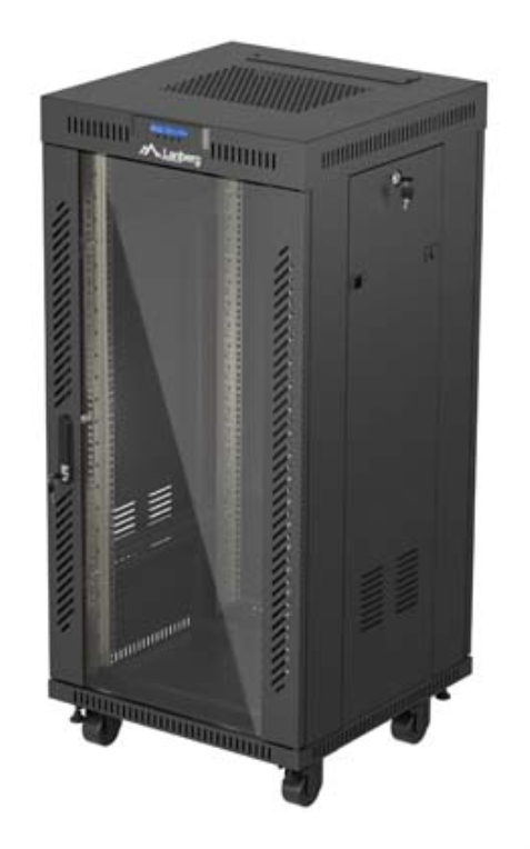 ARMARIO RACK LANBERG 19" 24U 600X600 CON LCD PUERTA DE CRISTAL FLAT PACK NEGRO