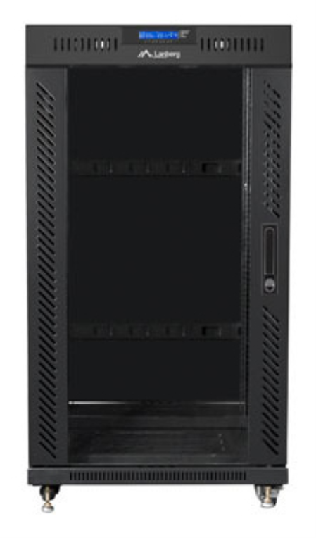 ARMARIO RACK LANBERG 22U 600X600 FLAT PACK PUERTA CRISTAL CON LCD NEGRO - detalle