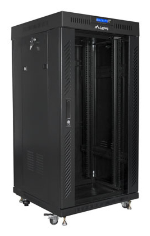 ARMARIO RACK LANBERG 22U 600X600 FLAT PACK PUERTA CRISTAL CON LCD NEGRO - detalle