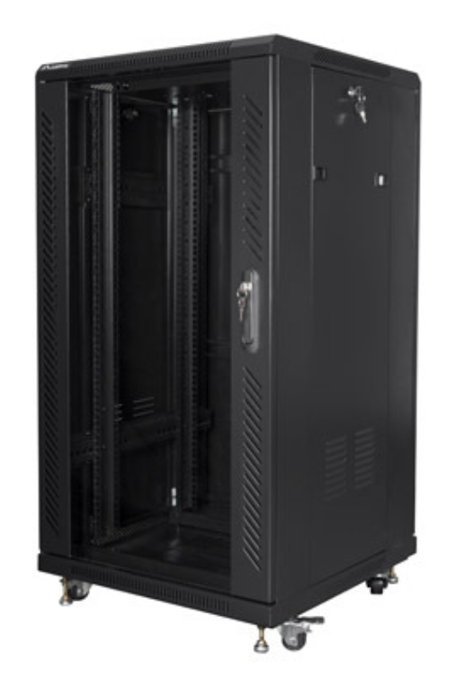 ARMARIO RACK LANBERG 22U 600X600 FLAT PACK PUERTA CRISTAL NEGRO - detalle