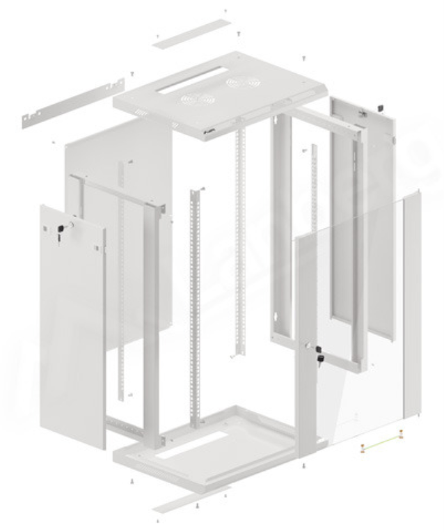 ARMARIO RACK LANBERG Â 18U 600X450 19" FLAT PACK V2 HASTA 60 KG GRIS - detalle