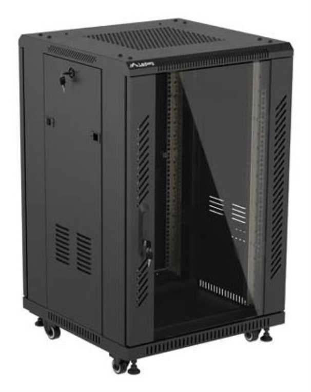 ARMARIO RACK LANBERG DE SUELO 19" 18U 600X600 PUERTA DE CRISTAL FLAT PACK NEGRO - detalle