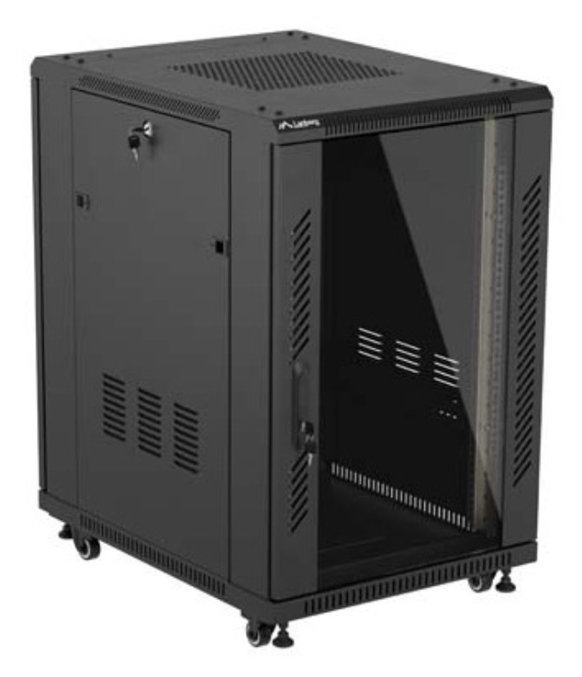 ARMARIO RACK LANBERG DE SUELO 19" 18U 600X800 PUERTA DE CRISTAL FLAT PACK NEGRO - detalle