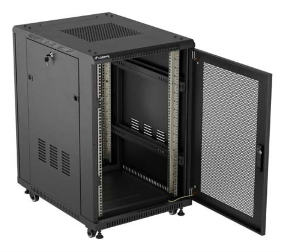 ARMARIO RACK LANBERG DE SUELO 19" 18U 600X800 PUERTA PERFORADA FLAT PACK NEGRO - detalle