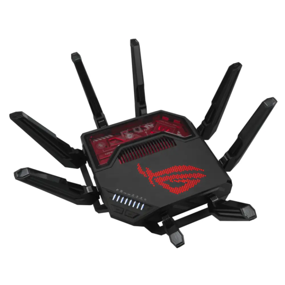 ASUS ROG Rapture GT-BE19000 router inalámbrico Multi-Gigabit Ethernet Tribanda (2.4 GHz / 5 GHz / 6 GHz) Negro. Rojo - detalle