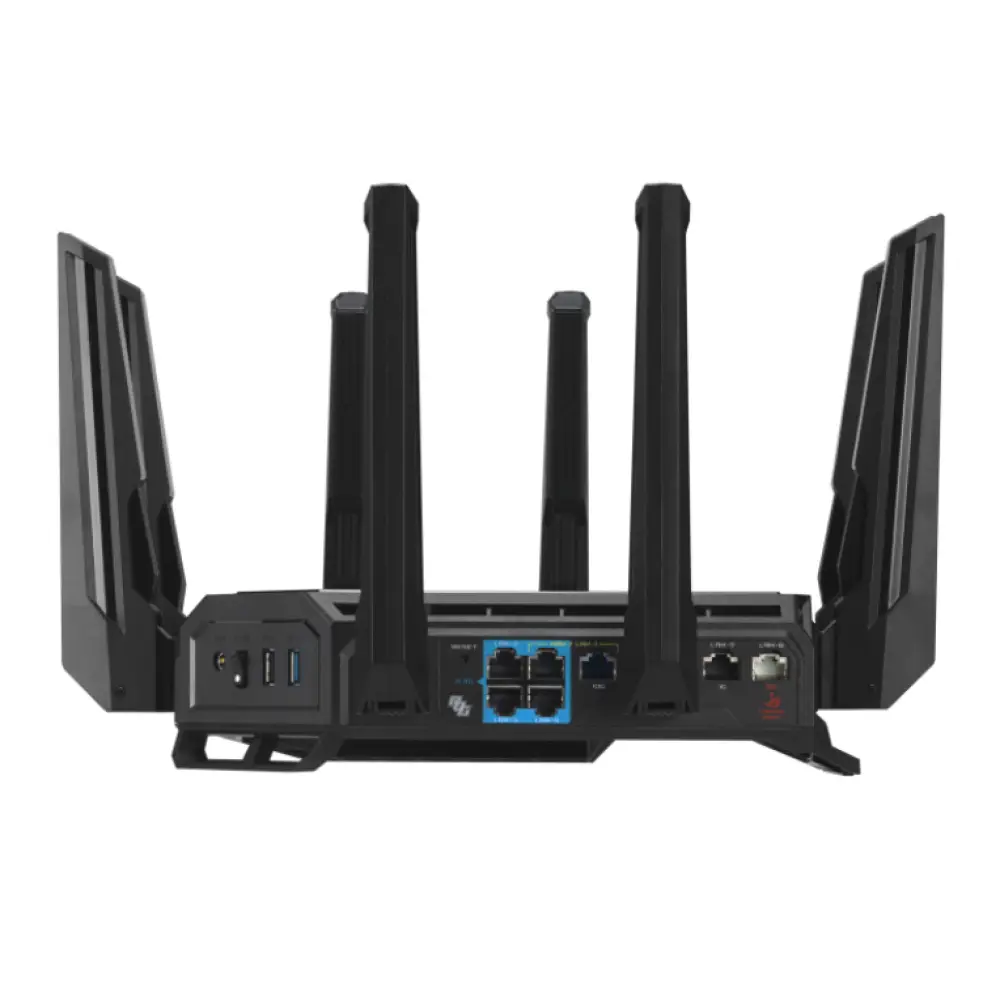 ASUS ROG Rapture GT-BE19000 router inalámbrico Multi-Gigabit Ethernet Tribanda (2.4 GHz / 5 GHz / 6 GHz) Negro. Rojo - detalle