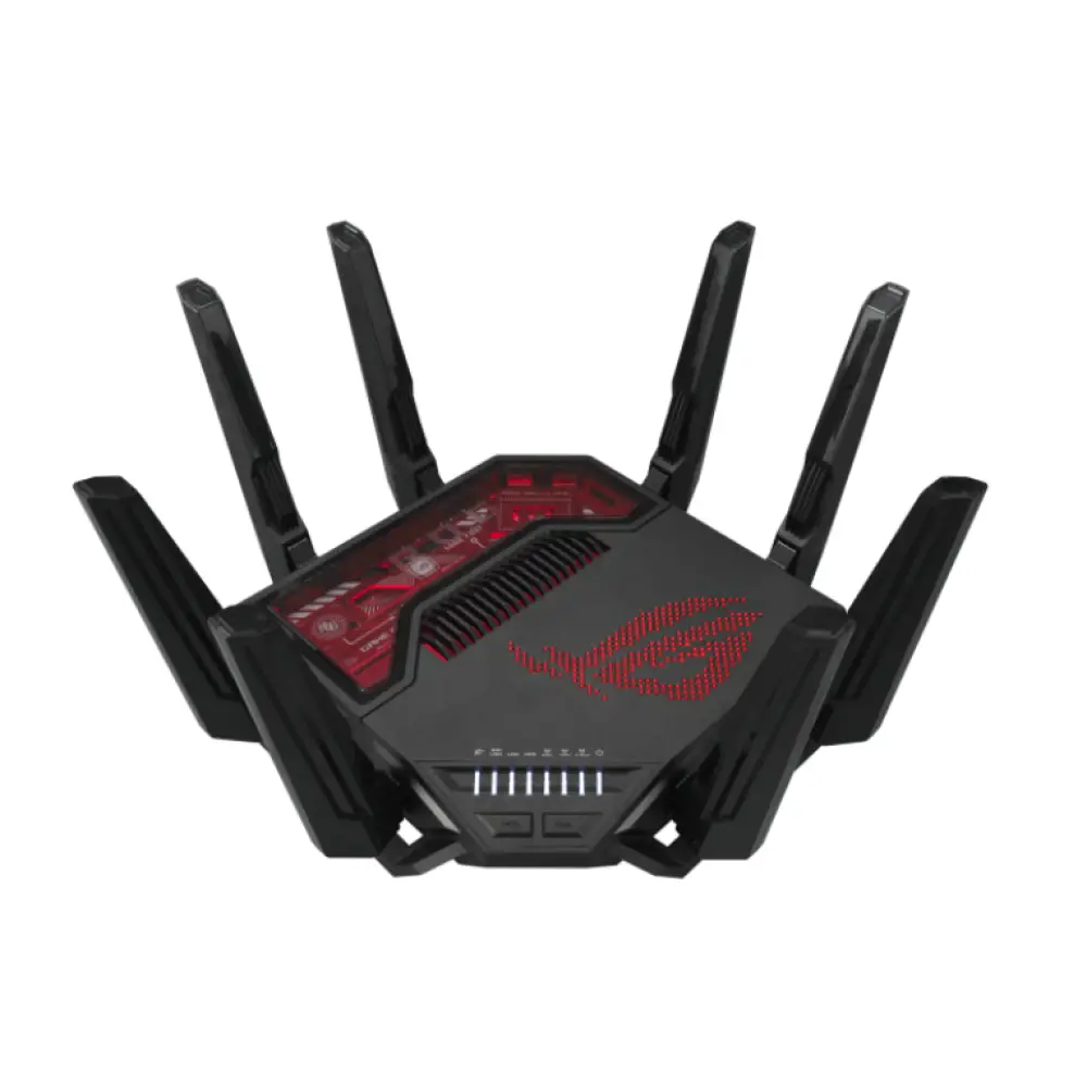ASUS ROG Rapture GT-BE19000 router inalámbrico Multi-Gigabit Ethernet Tribanda (2.4 GHz / 5 GHz / 6 GHz) Negro. Rojo - detalle