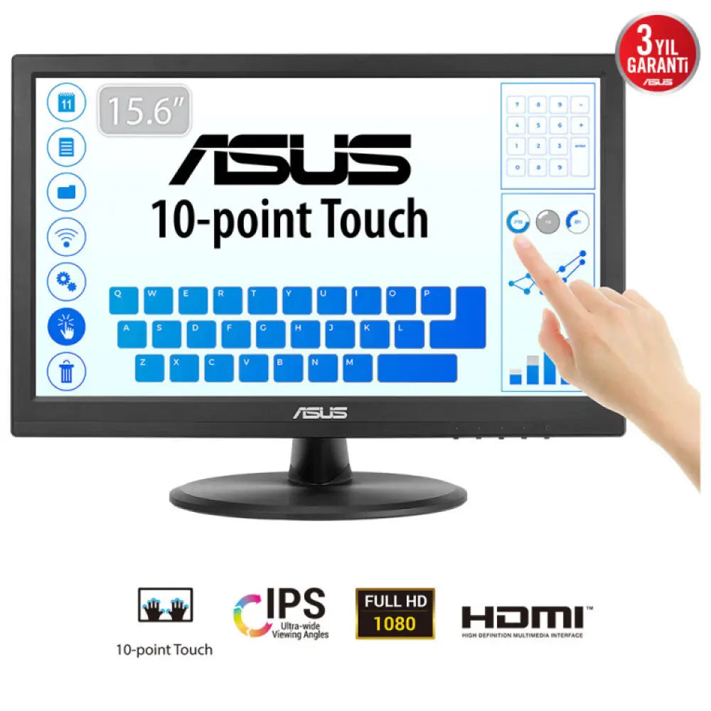 ASUS Touch VT169HE pantalla para PC 39.6 cm (15.6") 1920 x 1080 Pixeles Full HD LED Pantalla táctil Mesa Negro - detalle