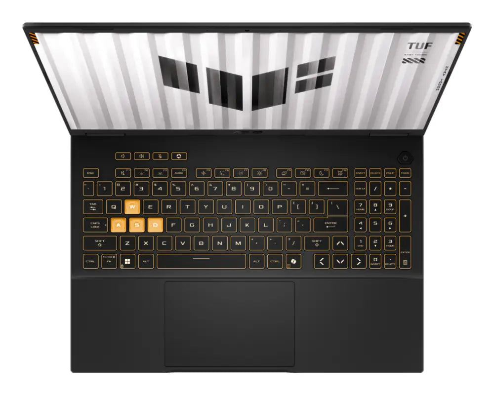 Portátil ASUS TUF Gaming F16 gris con pantalla WQXGA de 16", procesador i7, 32GB RAM, 1TB SSD y tarjeta RTX 5070.