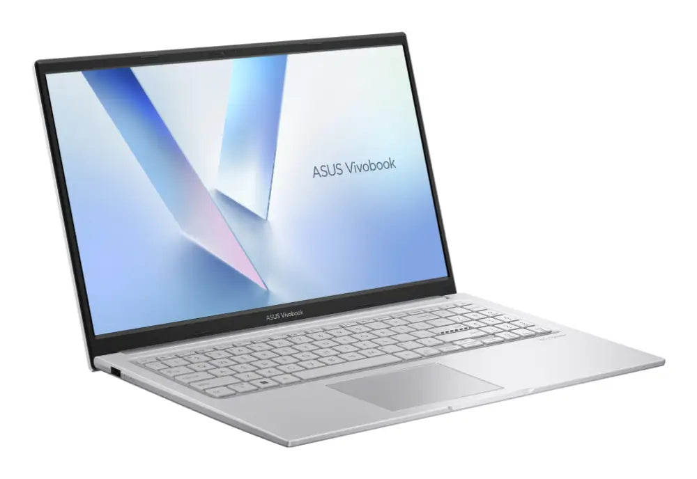 Portátil ASUS Vivobook 15 X1504VA con pantalla Full HD de 15.6", chasis en plata fría y teclado QWERTY en español.