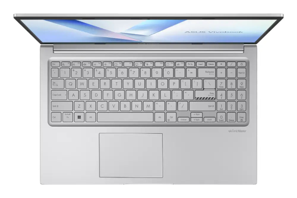 Portátil ASUS Vivobook 15 X1504VA-BQ5442 con pantalla Full HD de 15.6", teclado QWERTY en plata fría y componentes de alto rendimiento.