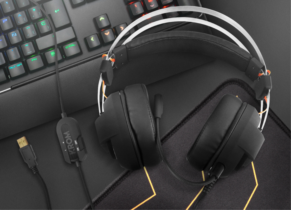 AURICULAR GAMING KROM KODE NEGRO MICROFONO USB - detalle