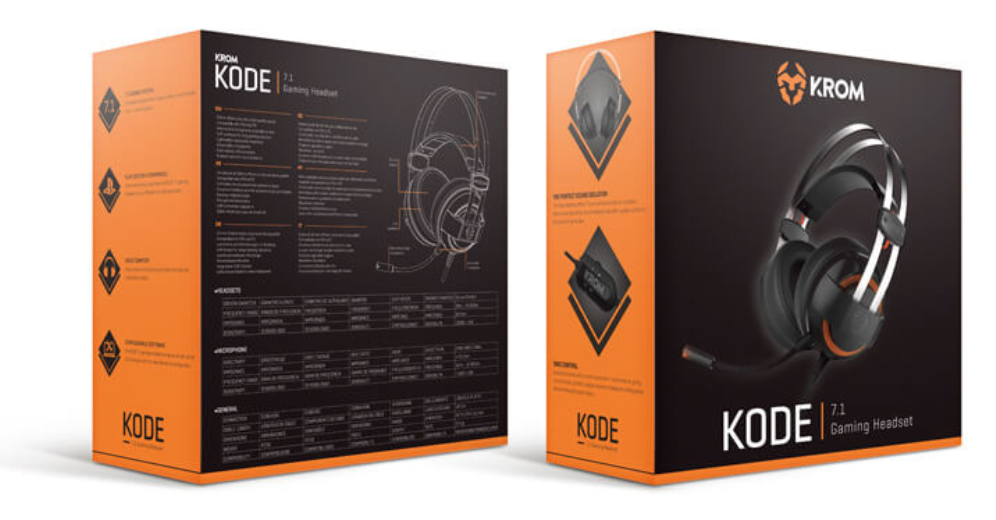 AURICULAR GAMING KROM KODE NEGRO MICROFONO USB - detalle