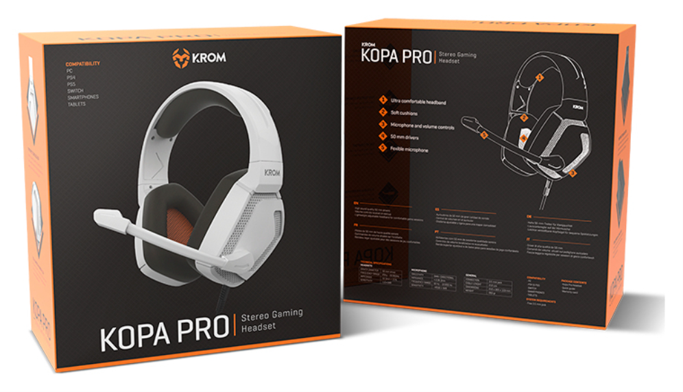 AURICULAR GAMING KROM KOPA PRO STEREO BLANCO - detalle