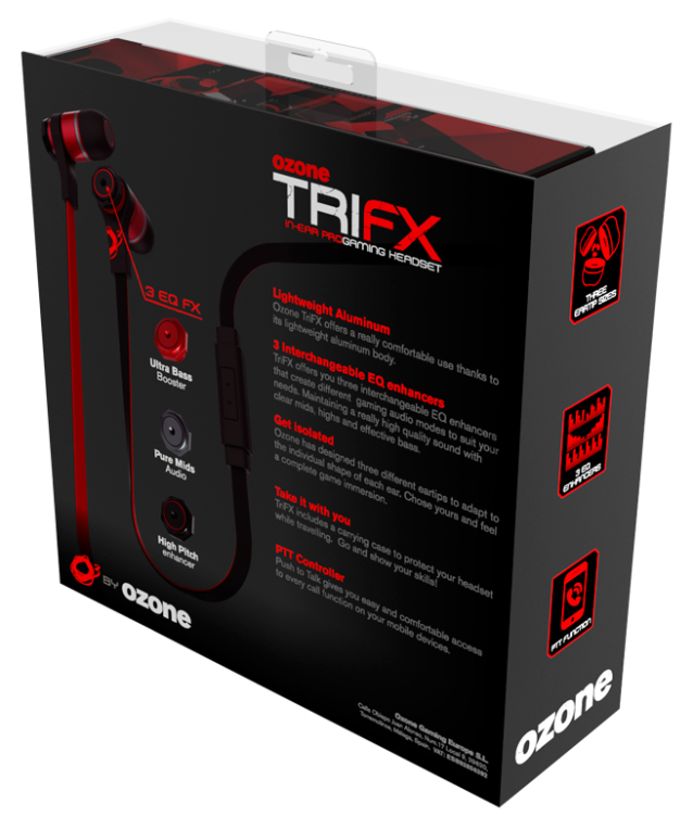 AURICULAR GAMING OZONE TRIFX ROJO NEGRO MICROFONO ALAMBRICO - detalle