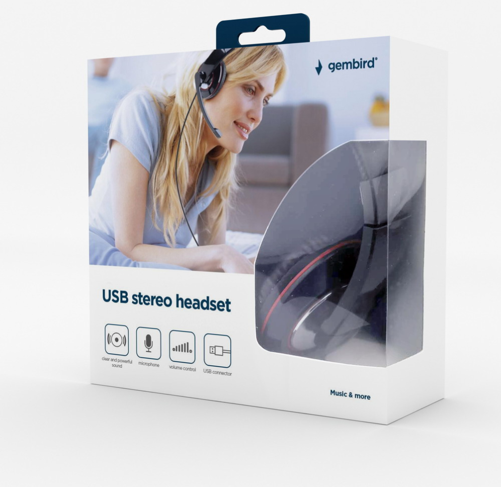 AURICULAR GEMBIRD MHS-U-001 NEGRO MICROFONO ALAMBRICO USB - detalle