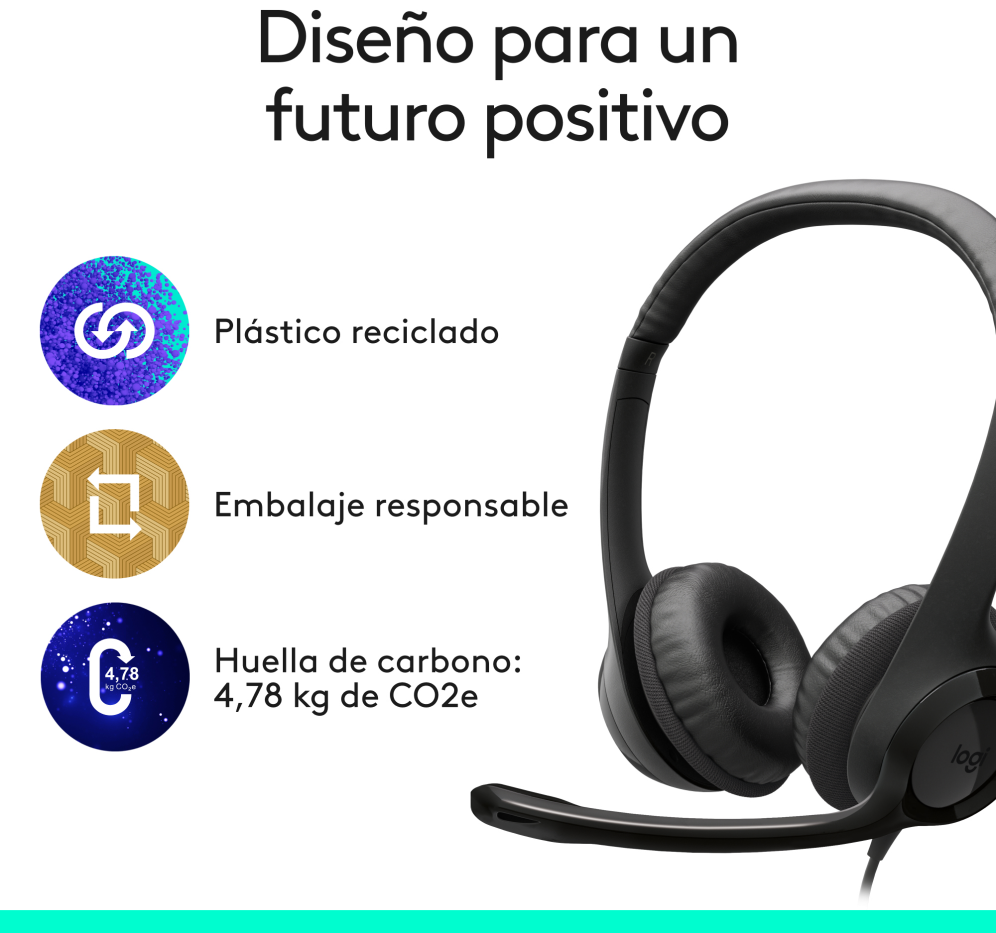 AURICULAR PROFESIONAL LOGITECH H390 USB-C HEADSET BLACK - detalle