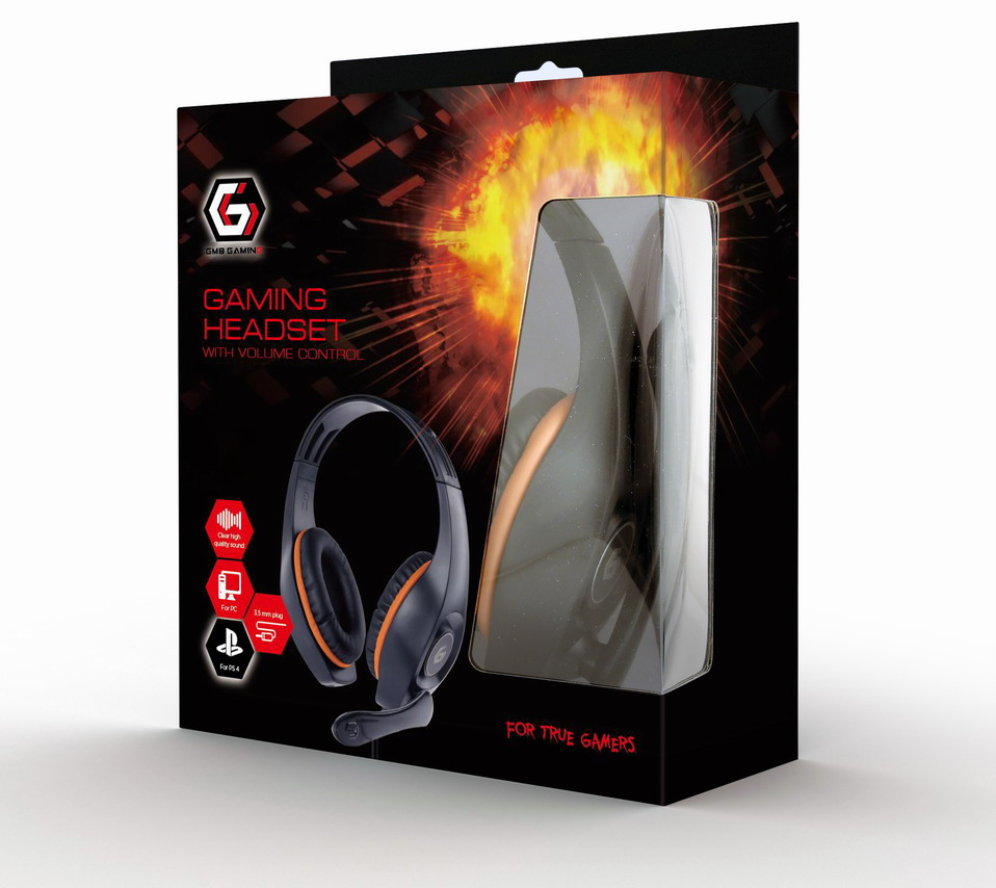 AURICULARES GAMING GEMBIRD GHS-05-O NARANJA NEGRO MICROFONO ALAMBRICO JACK 3.5MM - detalle