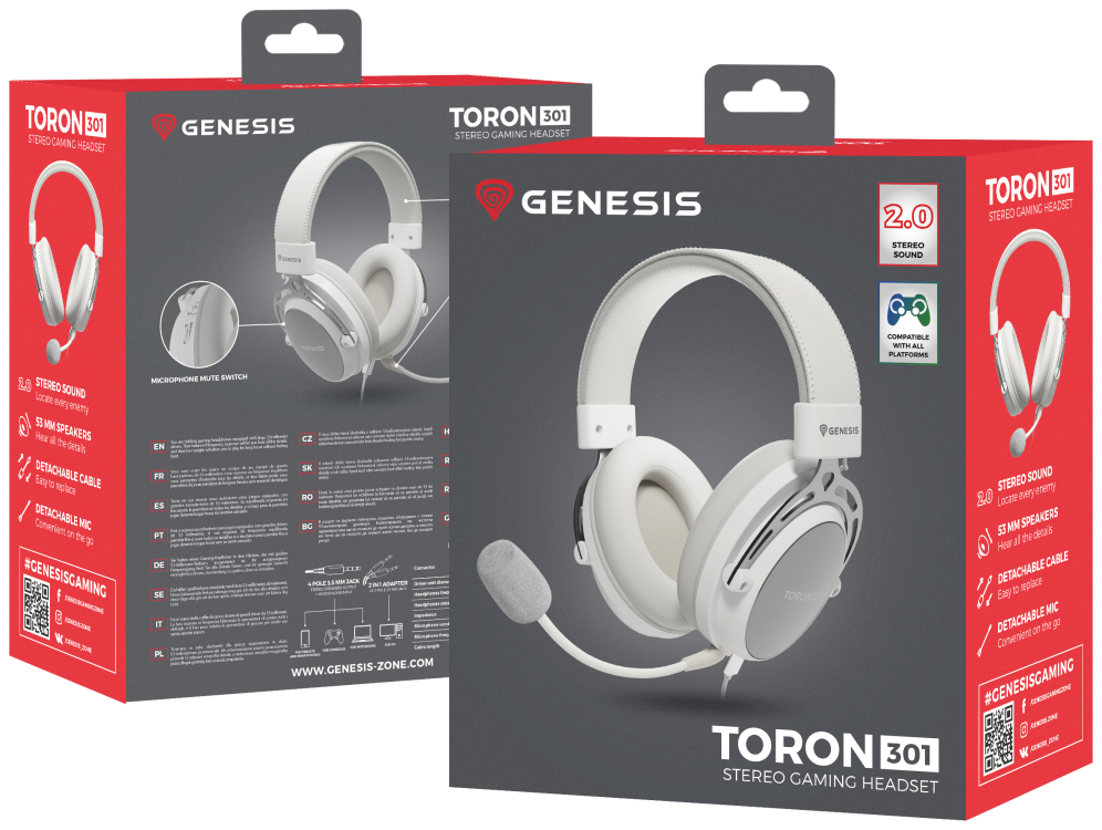 AURICULARES GAMING GENESIS TORON 301 BLANCO - detalle