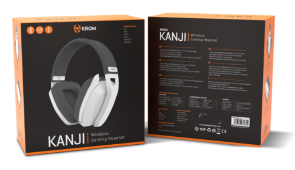 AURICULARES GAMING KROM KANJI BLANCO MICROFONO BT - detalle