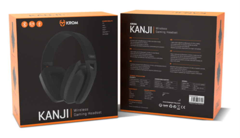 AURICULARES GAMING KROM KANJI WIRELESS NEGRO - detalle