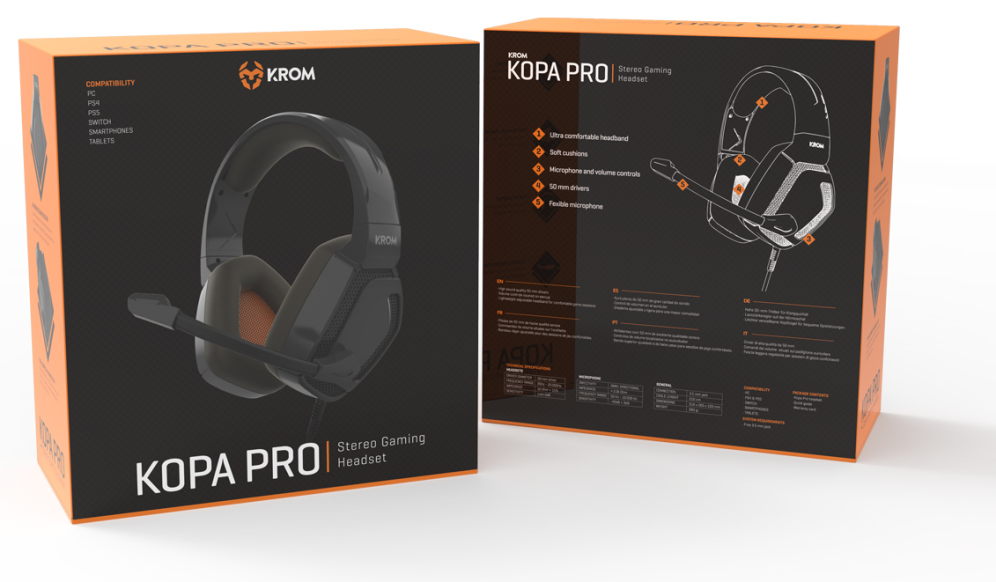 AURICULARES GAMING KROM KOPA PRO NEGRO MICROFONO ALAMBRICO - detalle