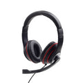 Auriculares Gembird MHS-03-BKRD con cable, diadema, xogos, negro/vermello
