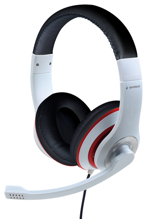AURICULARES GEMBIRD MHS-03-WTRDBK BLANCO NEGRO ROJO MICROFONO ALAMBRICO JACK