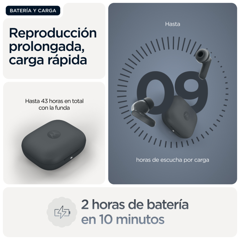 AURICULARES MOTOROLA MOTO BUDS BASS BLACK - detalle