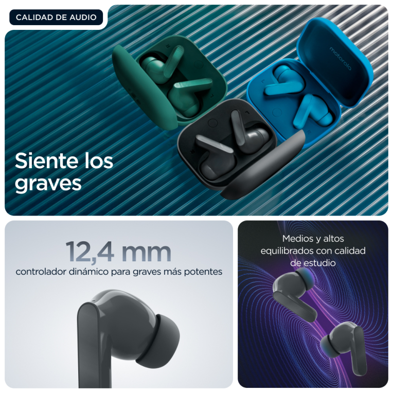 AURICULARES MOTOROLA MOTO BUDS BASS BLACK - detalle