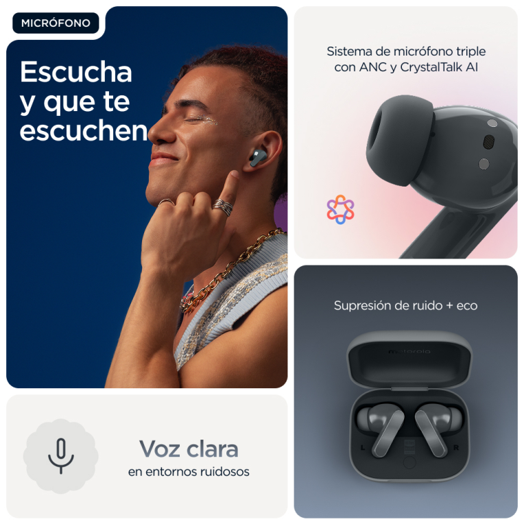 AURICULARES MOTOROLA MOTO BUDS BASS BLACK - detalle