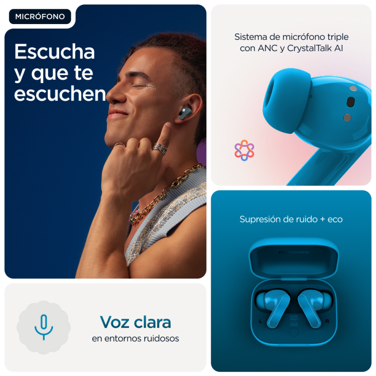 AURICULARES MOTOROLA MOTO BUDS BASS BLUE - detalle
