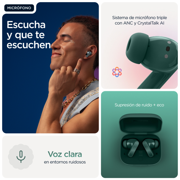 AURICULARES MOTOROLA MOTO BUDS BASS GREEN - detalle