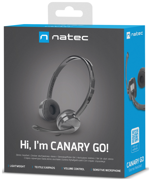 AURICULARES NATEC CANARY GO NEGRO MICROFONO ALAMBRICO JACK 3.5MM - detalle