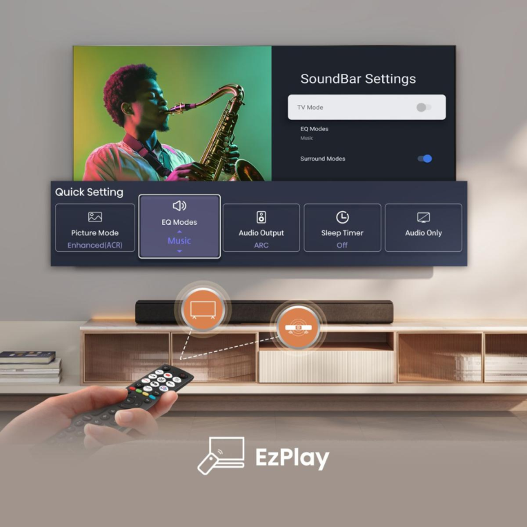 BARRA DE SONIDO HISENSE HS1000 120W DOLBY STEREO 2 CANALES BT 5.3 HDMI - detalle