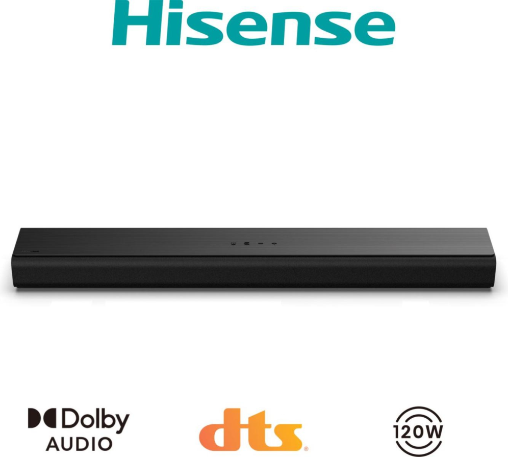 BARRA DE SONIDO HISENSE HS1000 120W DOLBY STEREO 2 CANALES BT 5.3 HDMI