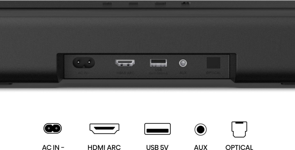 BARRA DE SONIDO HISENSE HS1000 120W DOLBY STEREO 2 CANALES BT 5.3 HDMI - detalle