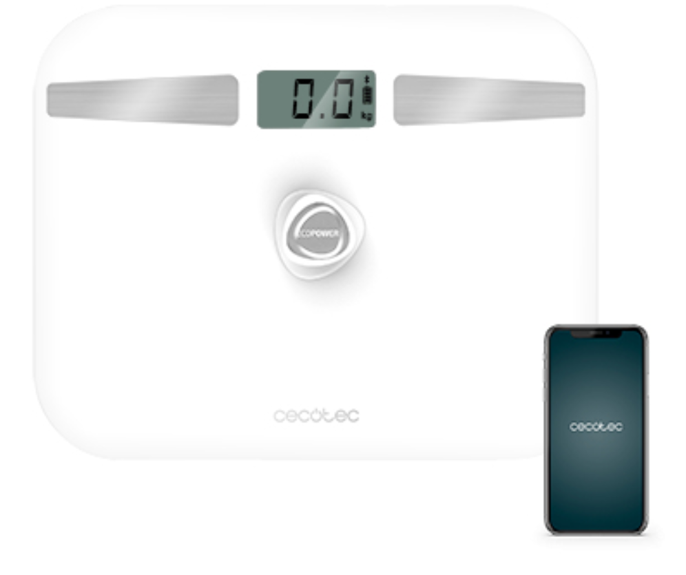 BASCULA DE BAÑO CECOTEC SURFACE PRECISION ECOPOWER 10200 SMART HEALTHY WHITE - detalle