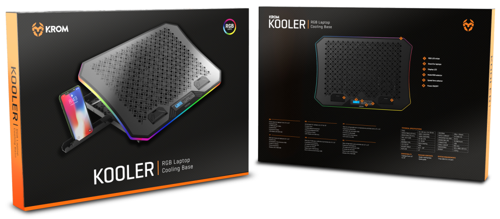 BASE REFRIGERACION KROM KOOLER RGB LAPTOP COOLING BASE - detalle