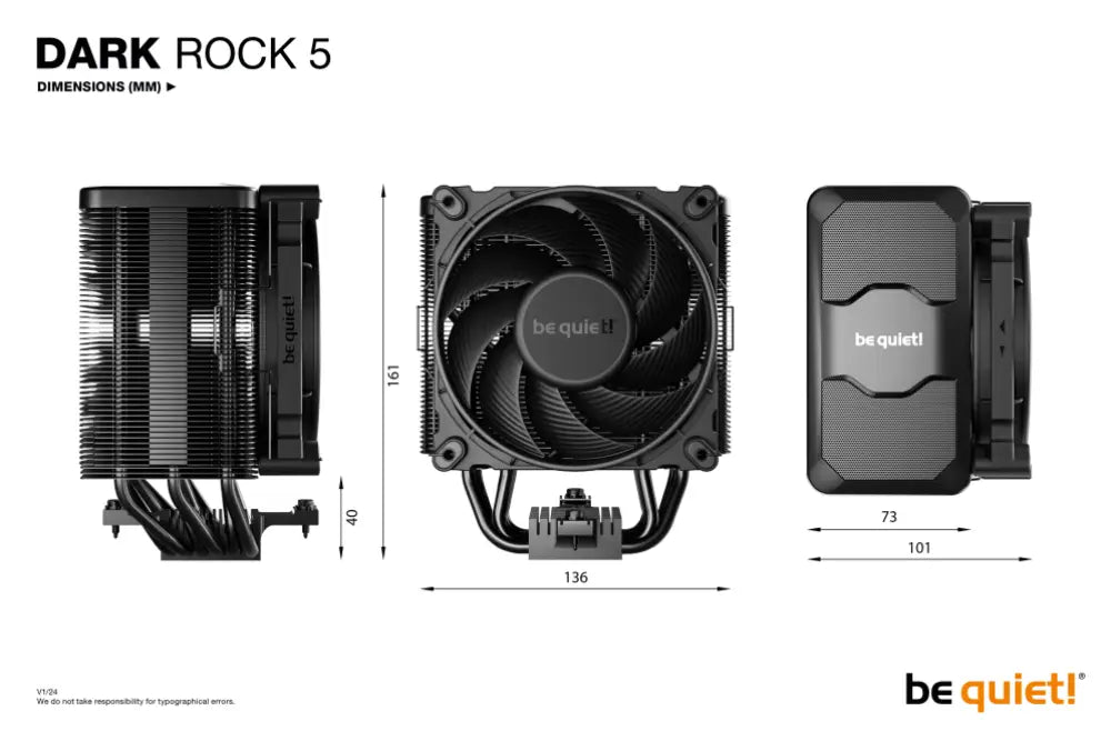 be quiet! DARK ROCK 5 Procesador Refrigerador de aire 12 cm Negro 1 pieza(s) - detalle