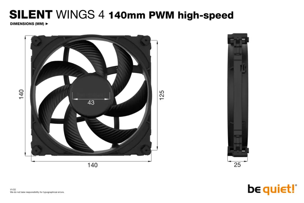 be quiet! SILENT WINGS 4 | 140mm PWM high-speed Carcasa del ordenador Ventilador 14 cm Negro 1 pieza(s) - detalle