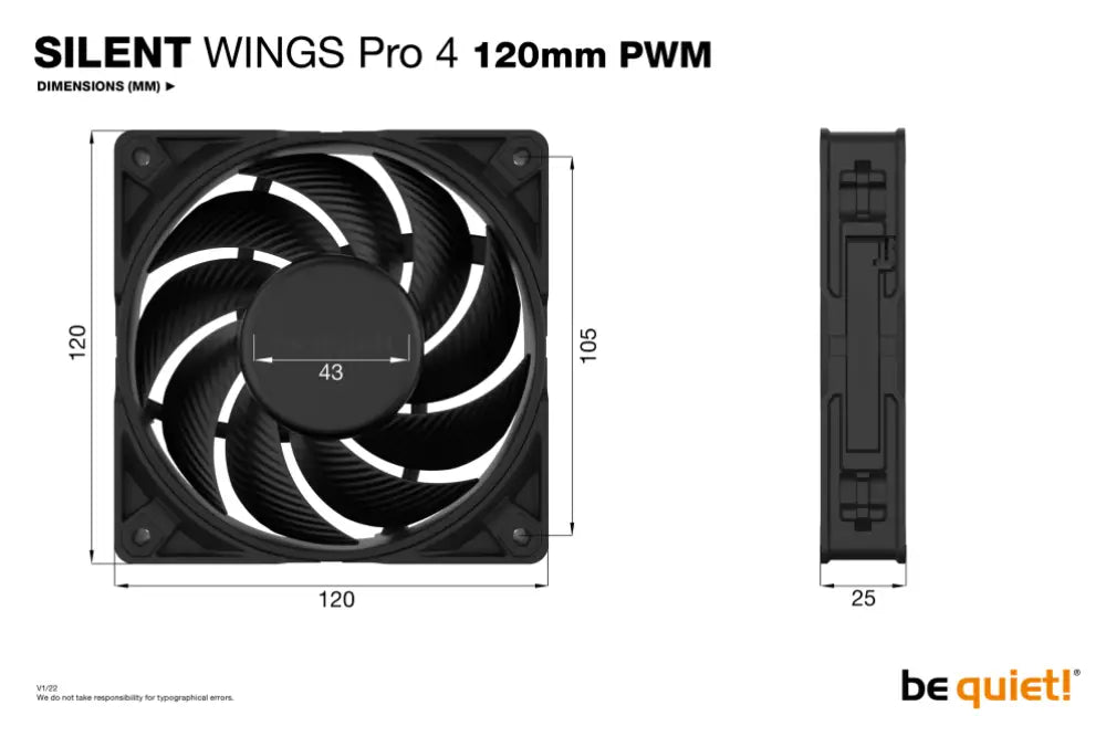 be quiet! SILENT WINGS PRO 4 | 120mm PWM Carcasa del ordenador Ventilador 12 cm Negro 1 pieza(s) - detalle
