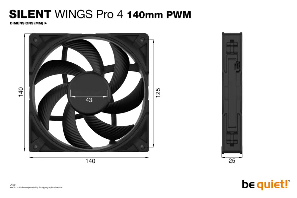 be quiet! SILENT WINGS PRO 4 | 140mm PWM Carcasa del ordenador Ventilador 14 cm Negro 1 pieza(s) - detalle