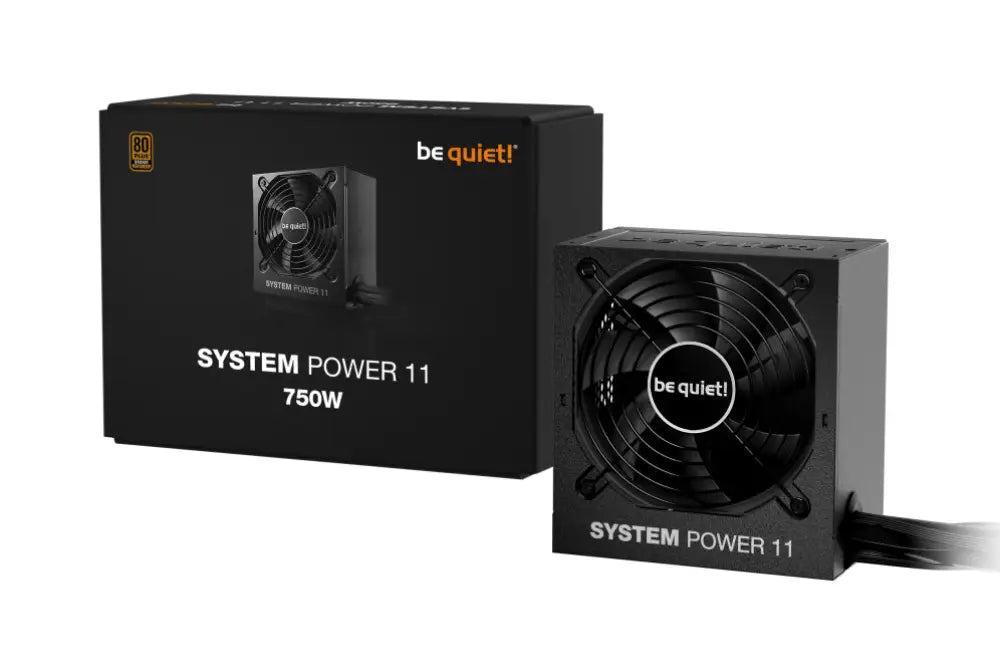 Fuente de alimentación be quiet! System Power 11 750W, unidad ATX negra con cable de 20+4 pines para PC.